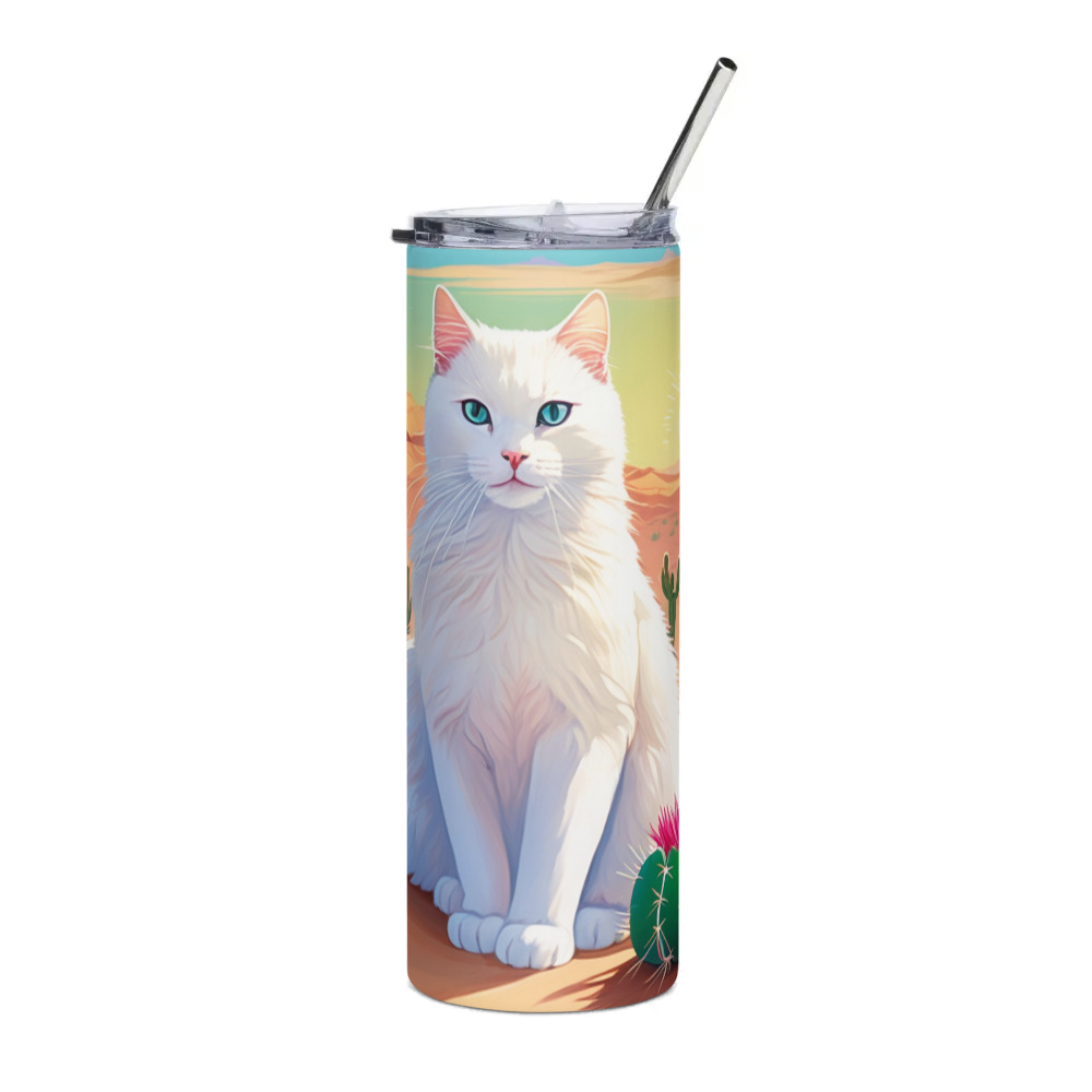 PugMug Custom White Companion Cat Stainless Steel Tumbler