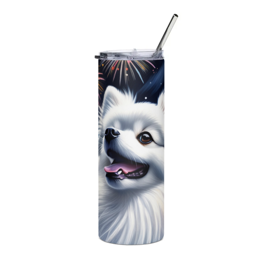 PugMug Custom White Pomeranian Stainless Steel Tumbler