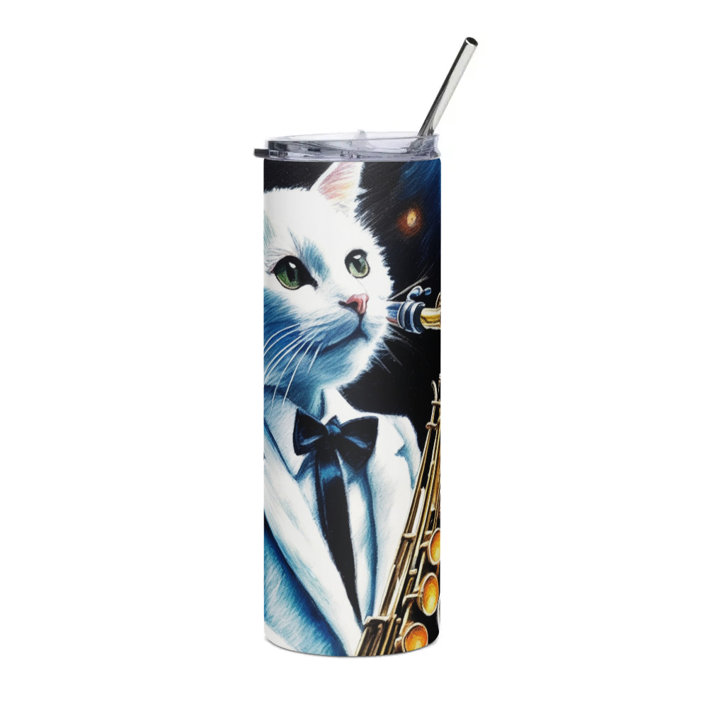 PugMug Custom White Companion Cat Stainless Steel Tumbler