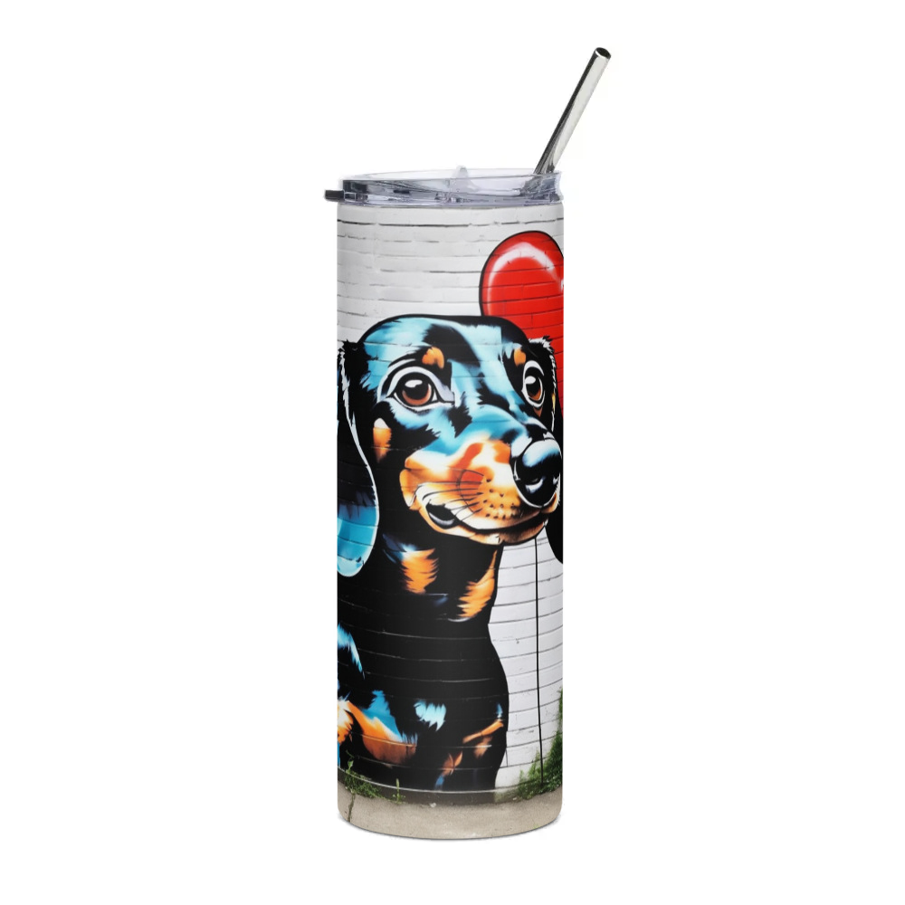PugMug Custom Black Dachshund Stainless Steel Tumbler