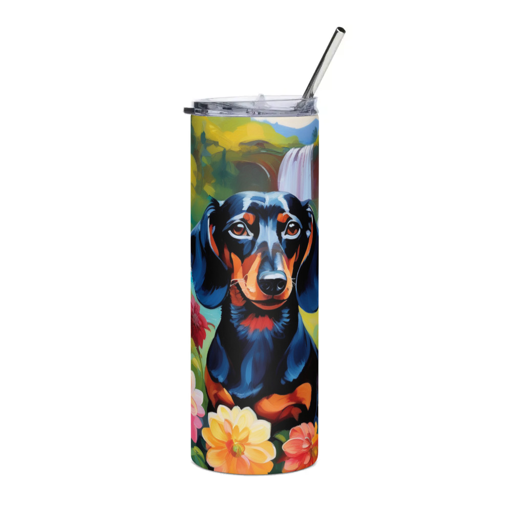 PugMug Custom Black Dachshund Stainless Steel Tumbler