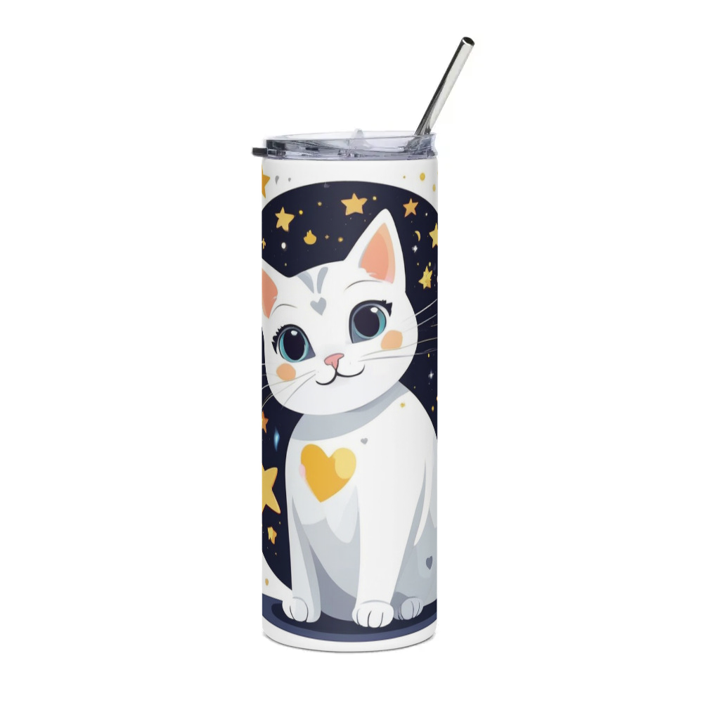 PugMug Custom White Companion Cat Stainless Steel Tumbler