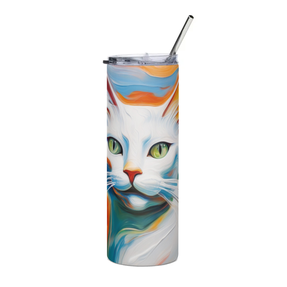 PugMug Custom White Companion Cat Stainless Steel Tumbler