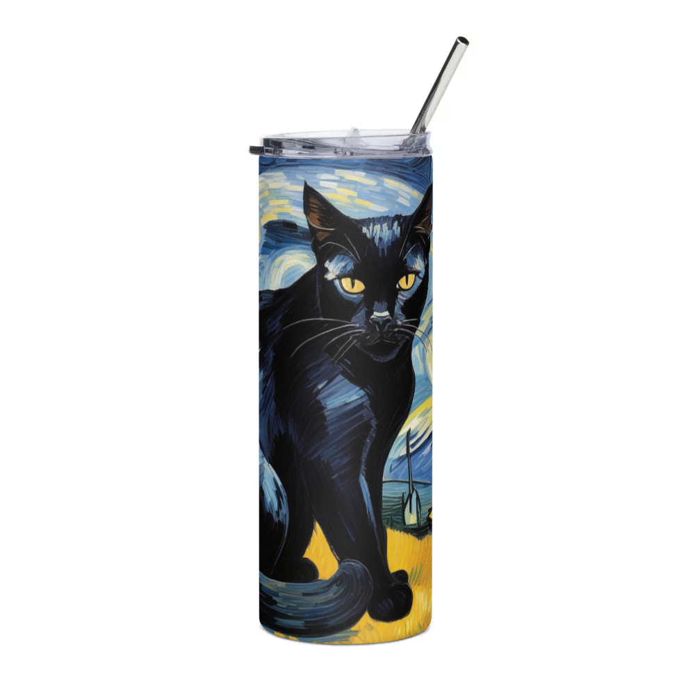 PugMug Custom Black Exotic Cat Stainless Steel Tumbler