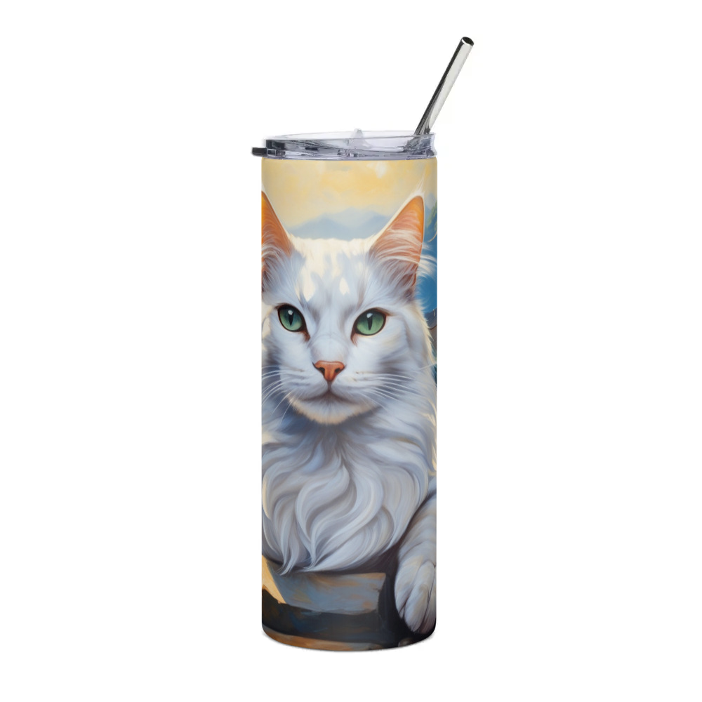 PugMug Custom White Companion Cat Stainless Steel Tumbler