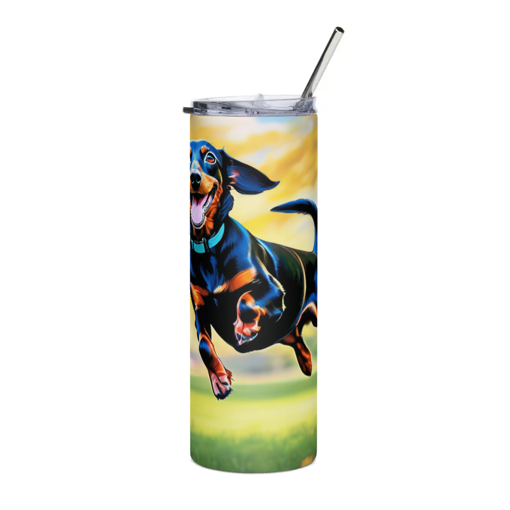 PugMug Custom Black Dachshund Stainless Steel Tumbler