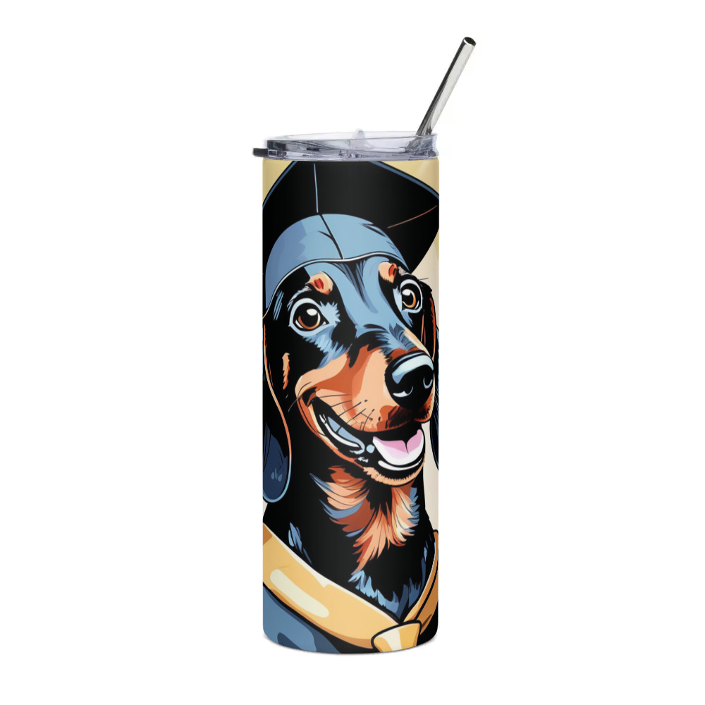 PugMug Custom Black Dachshund Stainless Steel Tumbler