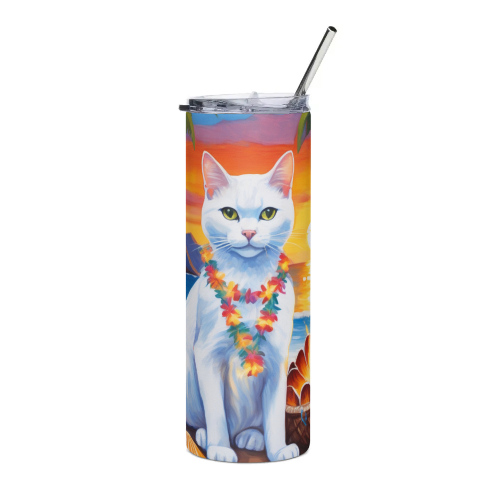 PugMug Custom White Companion Cat Stainless Steel Tumbler
