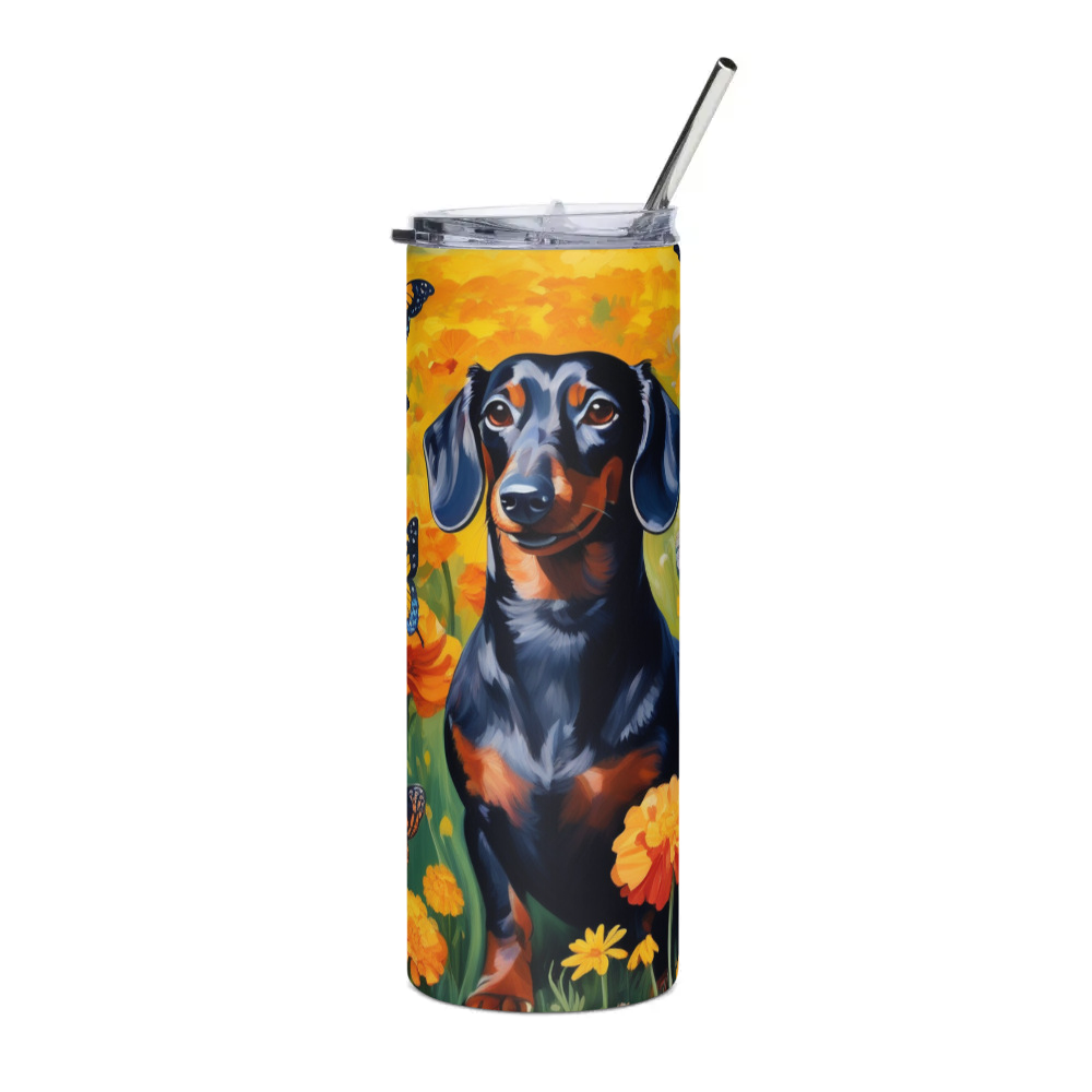PugMug Custom Black Dachshund Stainless Steel Tumbler