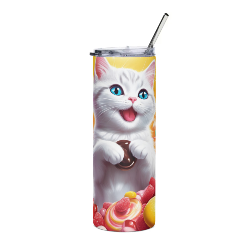 PugMug Custom White Companion Cat Stainless Steel Tumbler