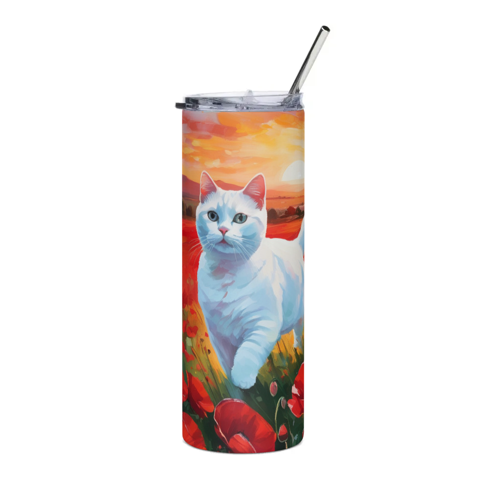 PugMug Custom White Companion Cat Stainless Steel Tumbler