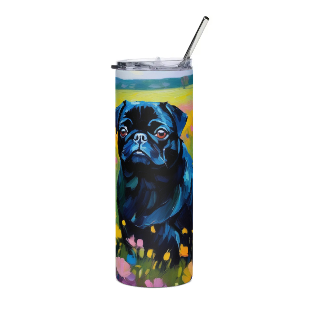 PugMug Custom Black Pug Stainless Steel Tumbler
