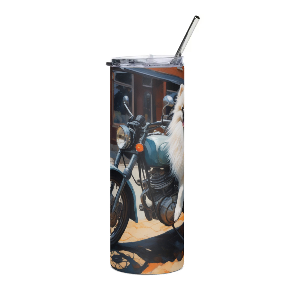 PugMug Custom White Pomeranian Stainless Steel Tumbler