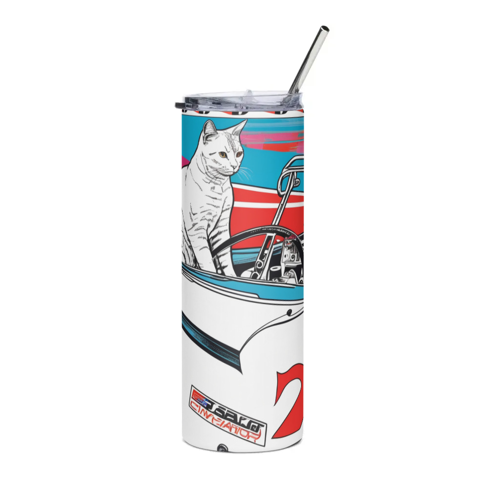 PugMug Custom White Companion Cat Stainless Steel Tumbler