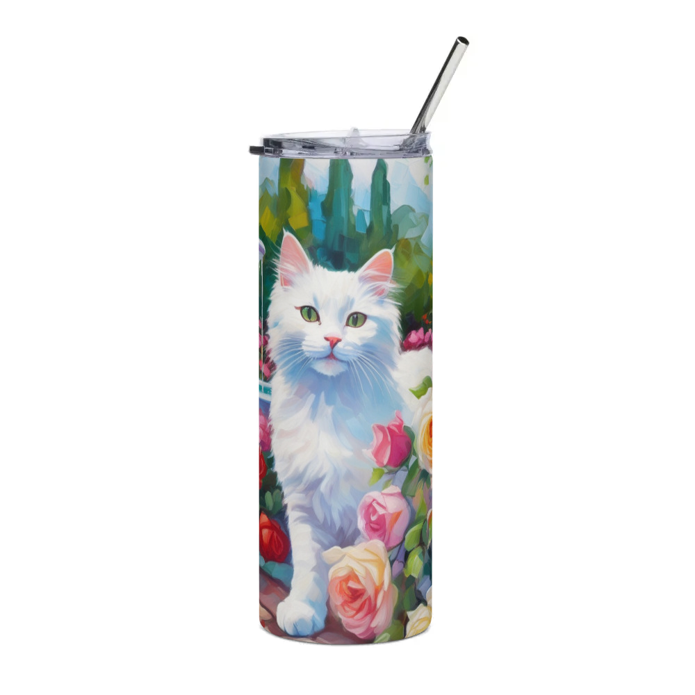 PugMug Custom White Companion Cat Stainless Steel Tumbler