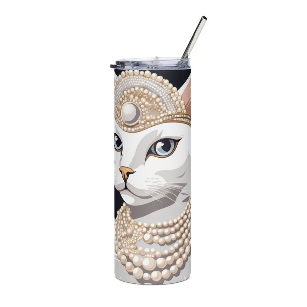 PugMug Custom White Companion Cat Stainless Steel Tumbler