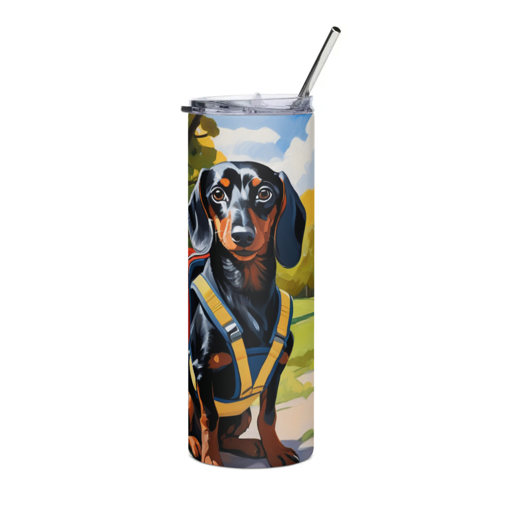 PugMug Custom Black Dachshund Stainless Steel Tumbler