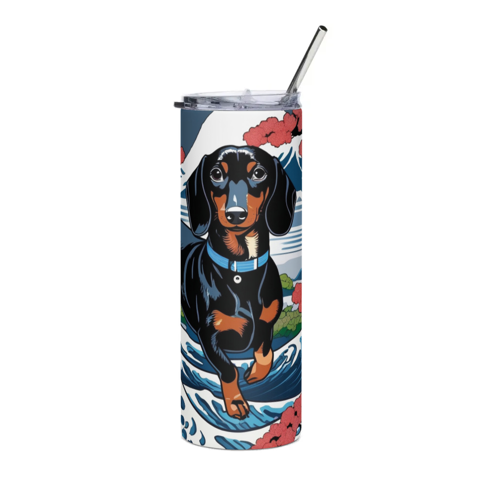 PugMug Custom Black Dachshund Stainless Steel Tumbler