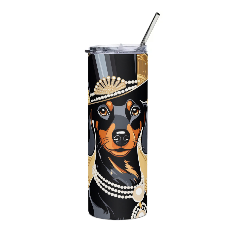 PugMug Custom Black Dachshund Stainless Steel Tumbler