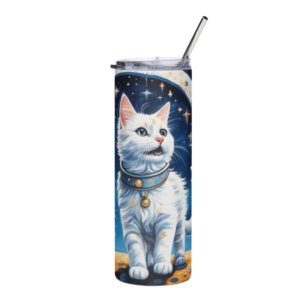 PugMug Custom White Companion Cat Stainless Steel Tumbler