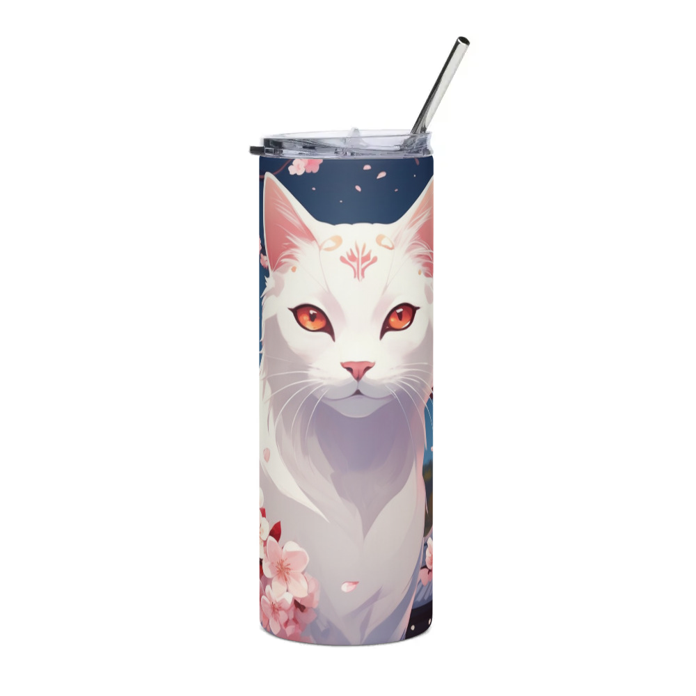 PugMug Custom White Companion Cat Stainless Steel Tumbler