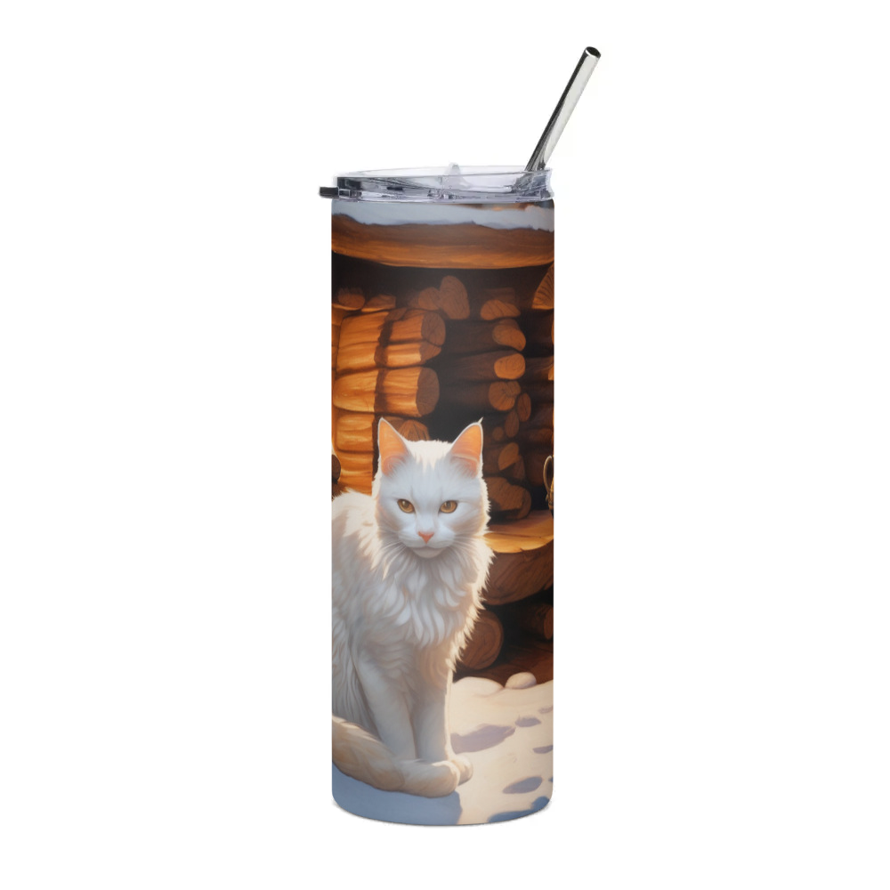 PugMug Custom White Companion Cat Stainless Steel Tumbler