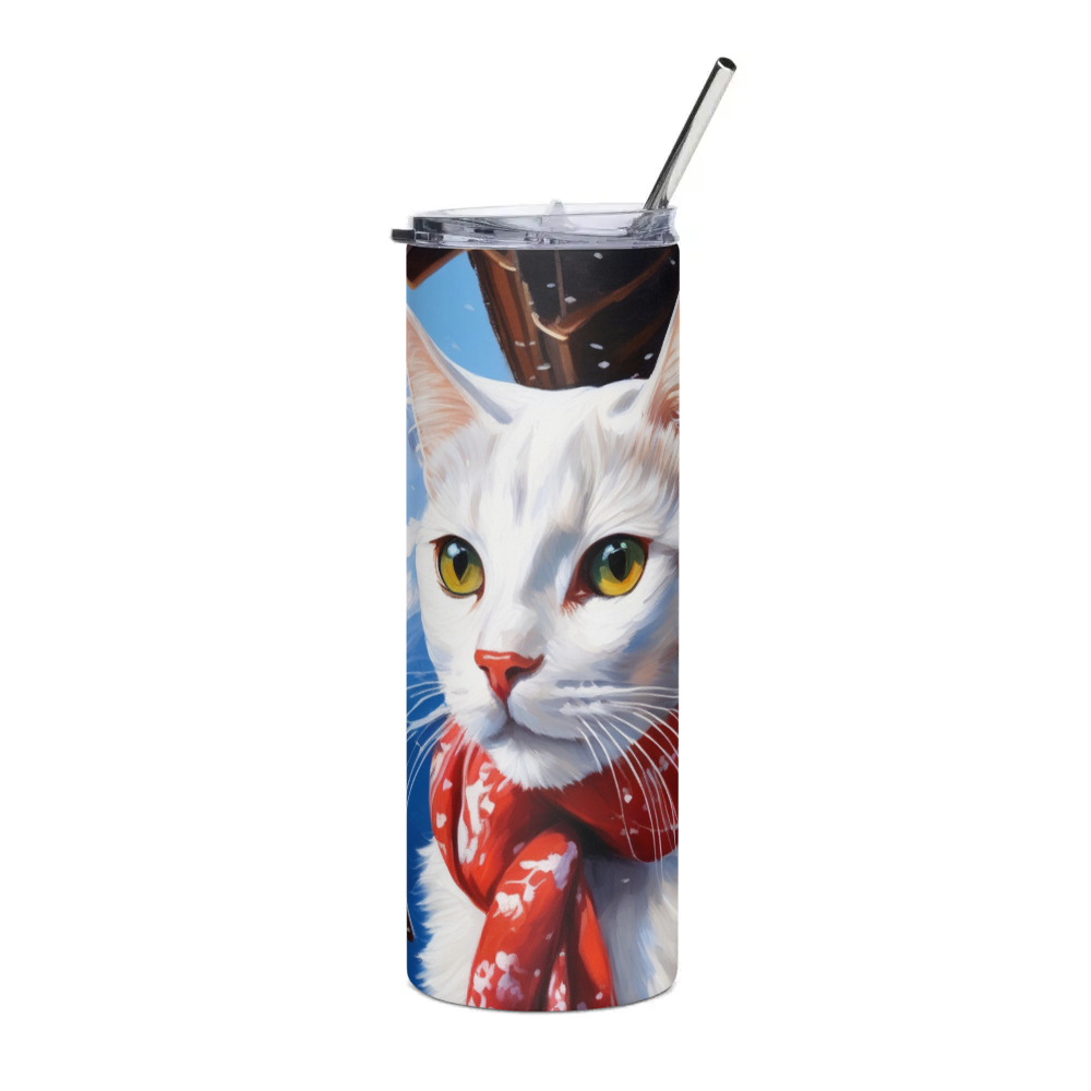 PugMug Custom White Companion Cat Stainless Steel Tumbler