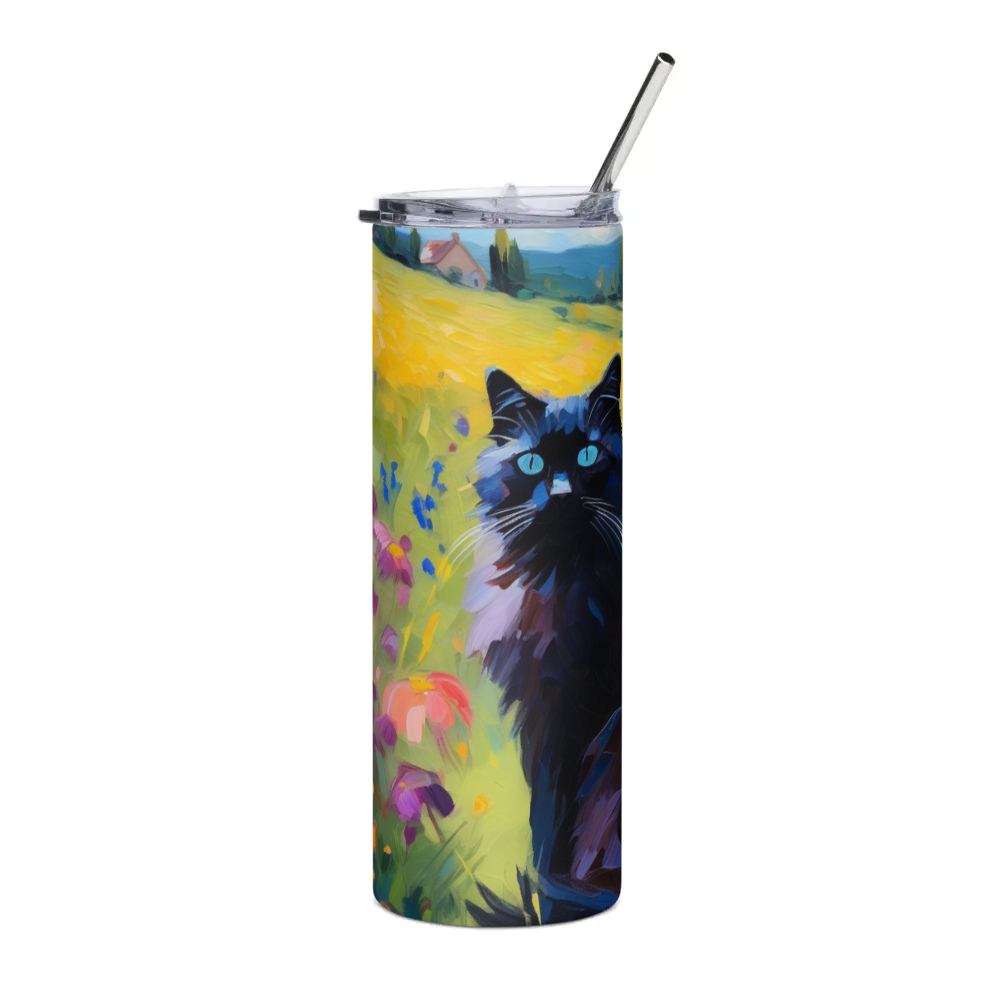 PugMug Custom Black Ragdoll Cat Stainless Steel Tumbler