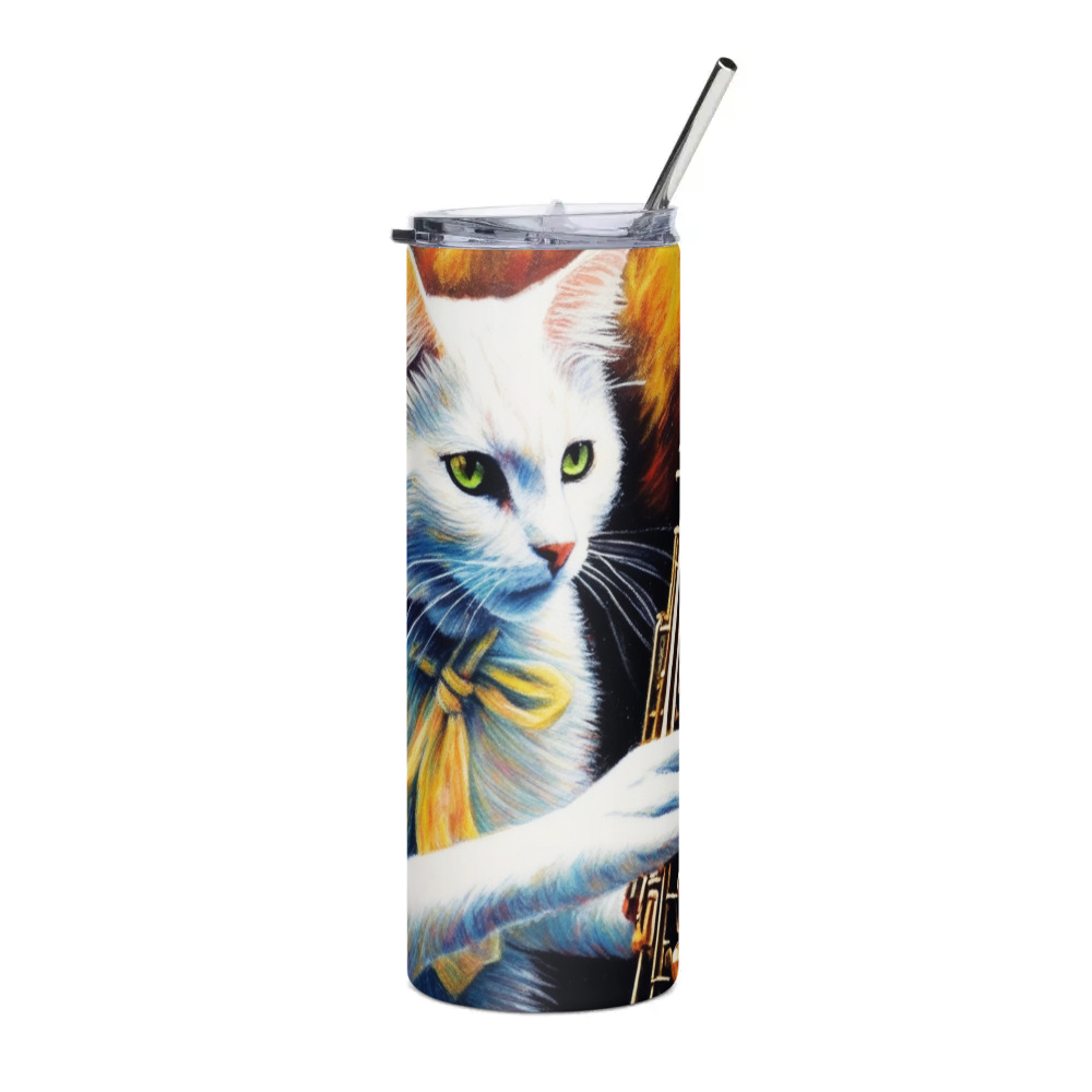 PugMug Custom White Companion Cat Stainless Steel Tumbler