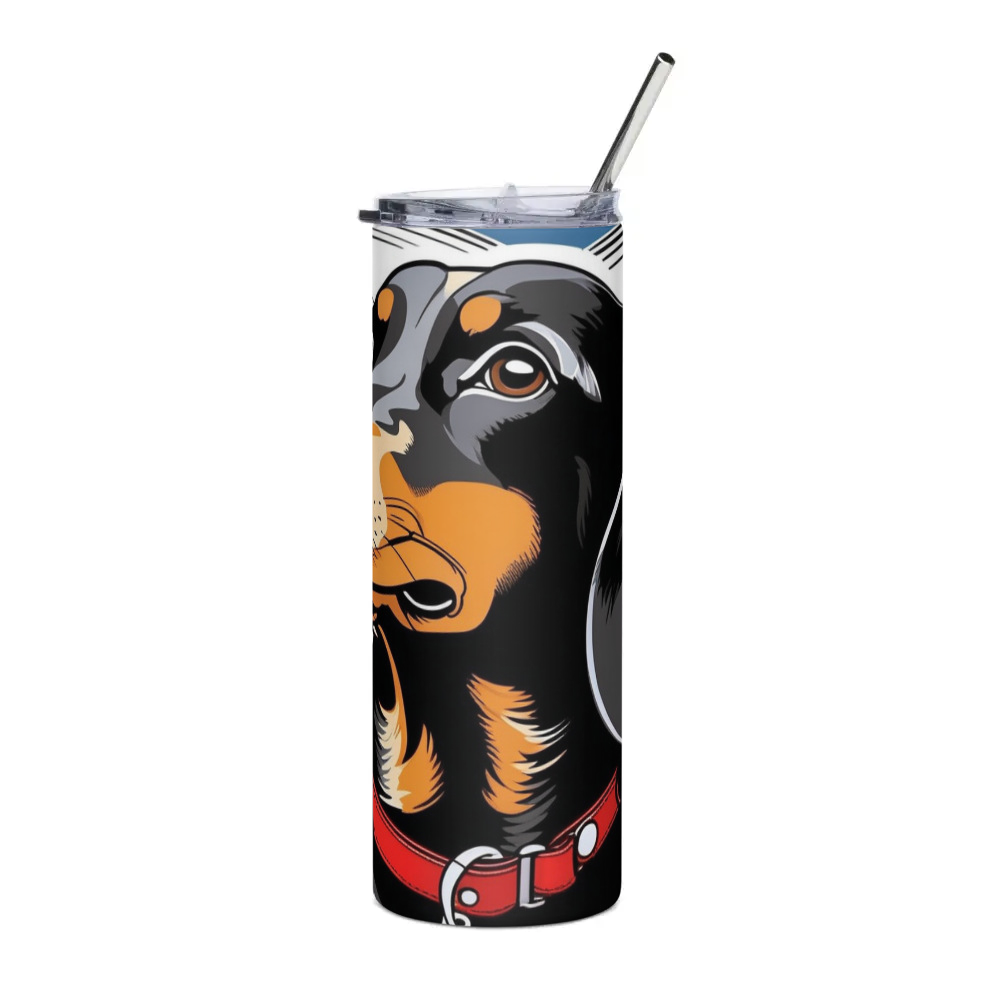 PugMug Custom Black Dachshund Stainless Steel Tumbler