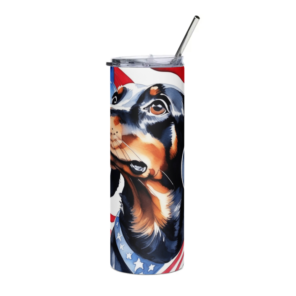 PugMug Custom Black Dachshund Stainless Steel Tumbler