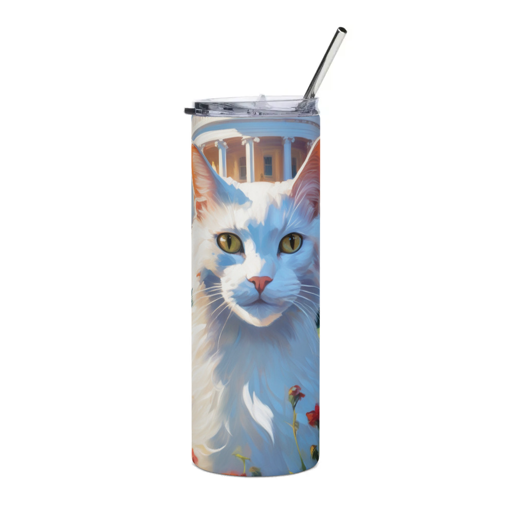 PugMug Custom White Companion Cat Stainless Steel Tumbler
