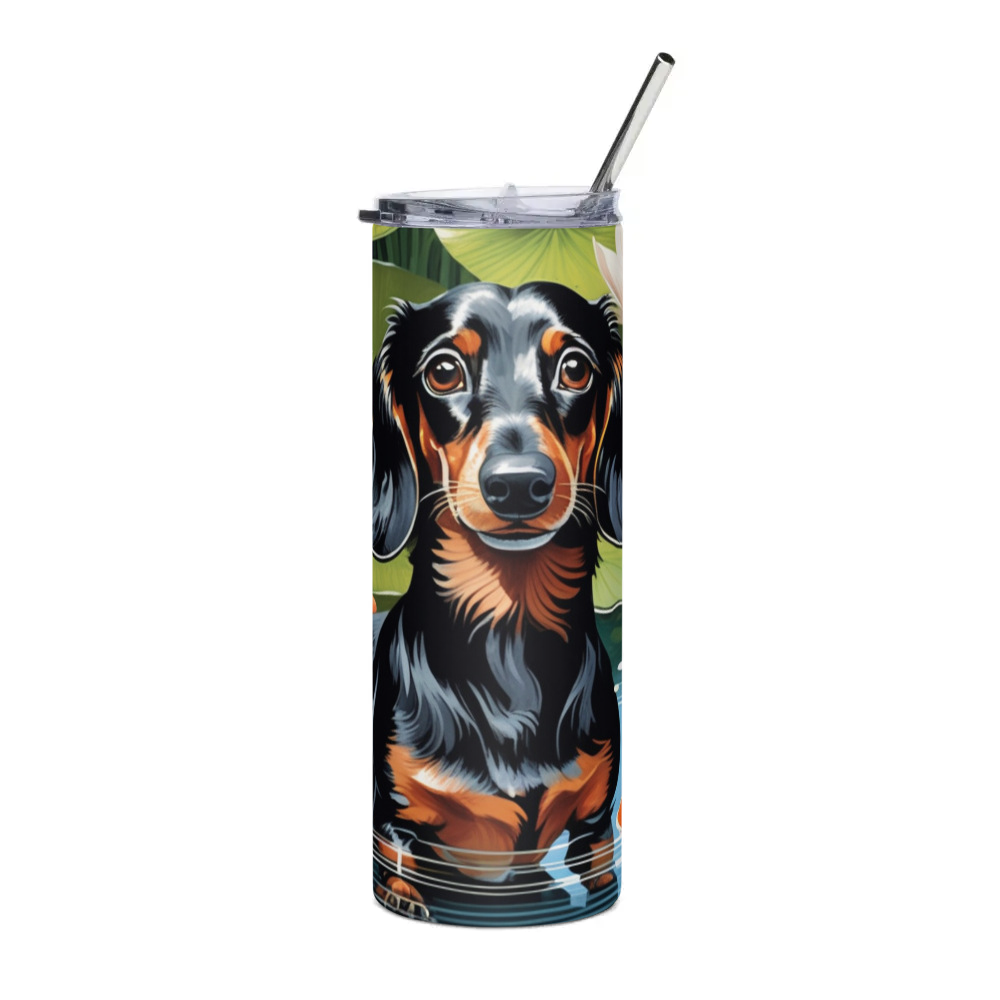 PugMug Custom Black Dachshund Stainless Steel Tumbler