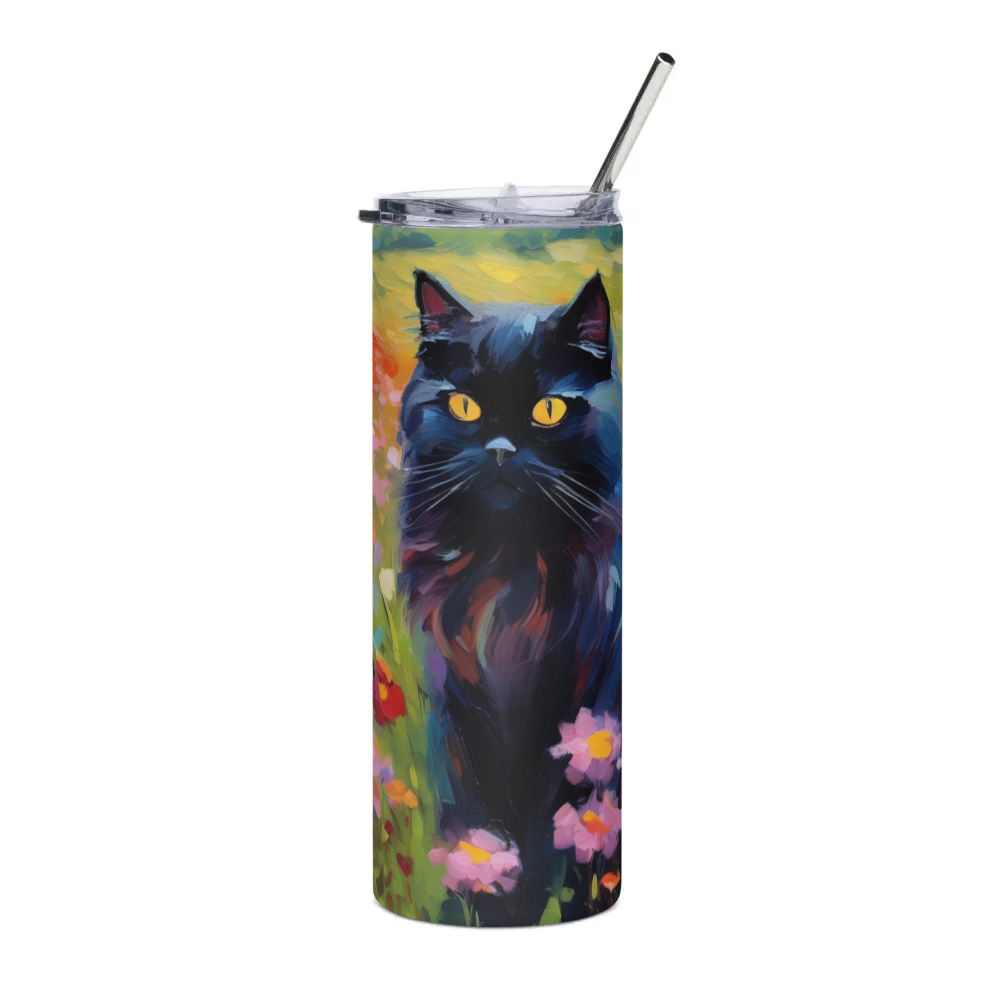 PugMug Custom Black Persian Cat Stainless Steel Tumbler