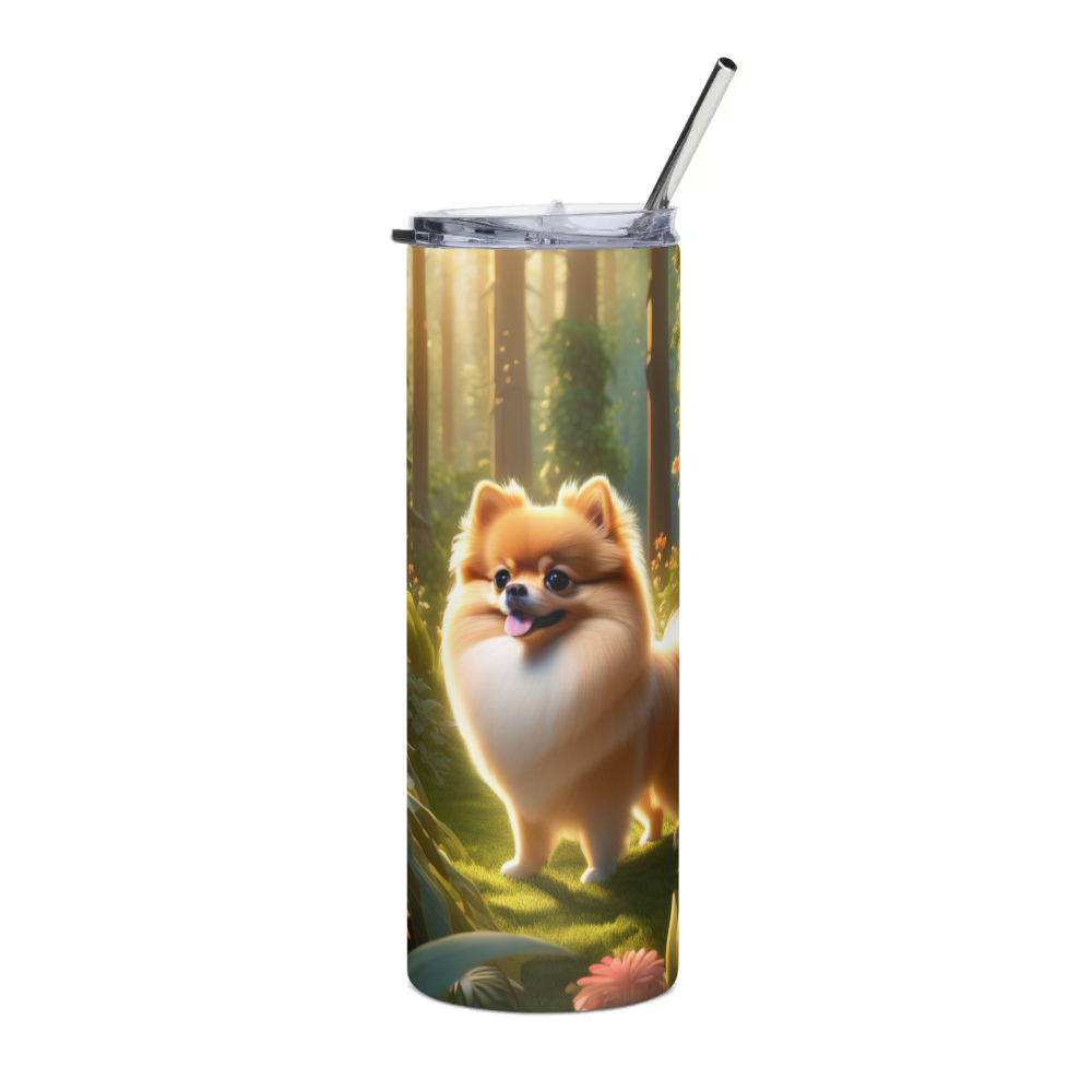 PugMug Custom Tan Pomeranian Stainless Steel Tumbler