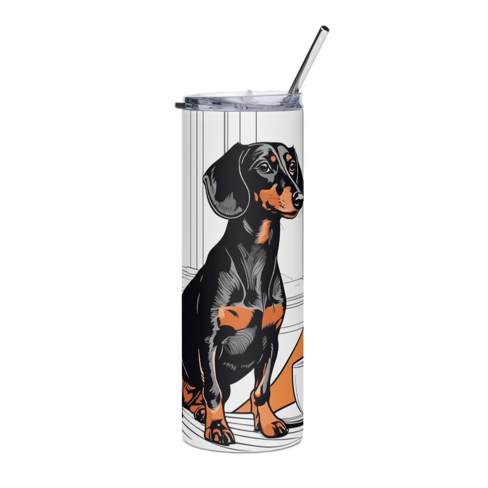 PugMug Custom Black Dachshund Stainless Steel Tumbler