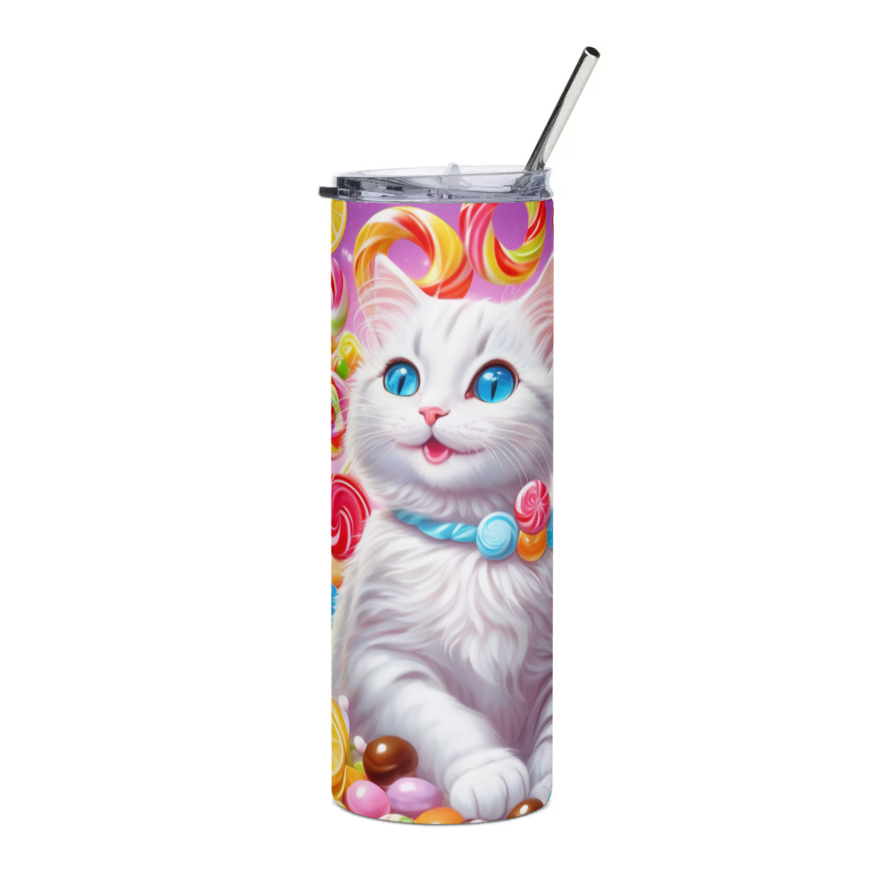 PugMug Custom White Companion Cat Stainless Steel Tumbler