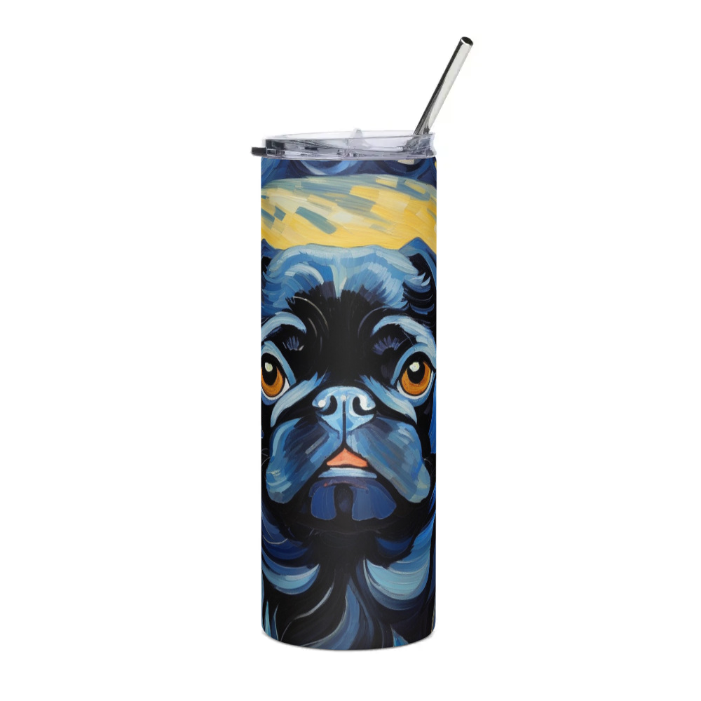PugMug Custom Black Pug Stainless Steel Tumbler
