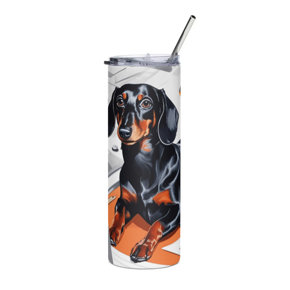PugMug Custom Black Dachshund Stainless Steel Tumbler
