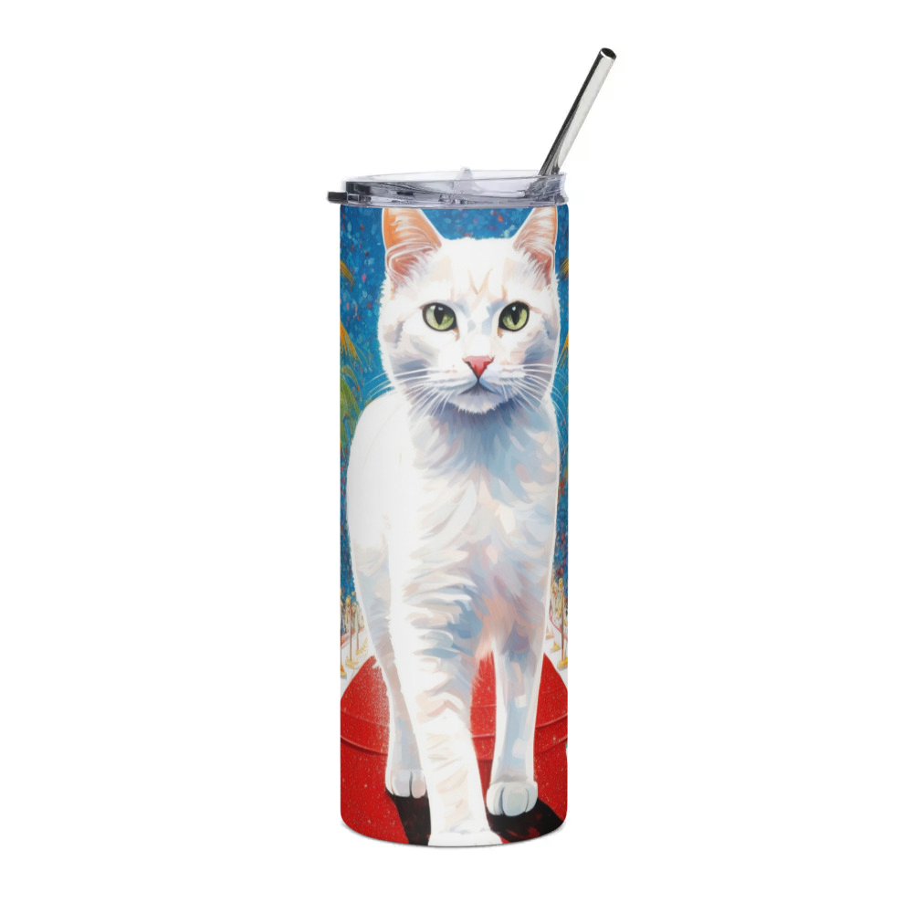 PugMug Custom White Companion Cat Stainless Steel Tumbler