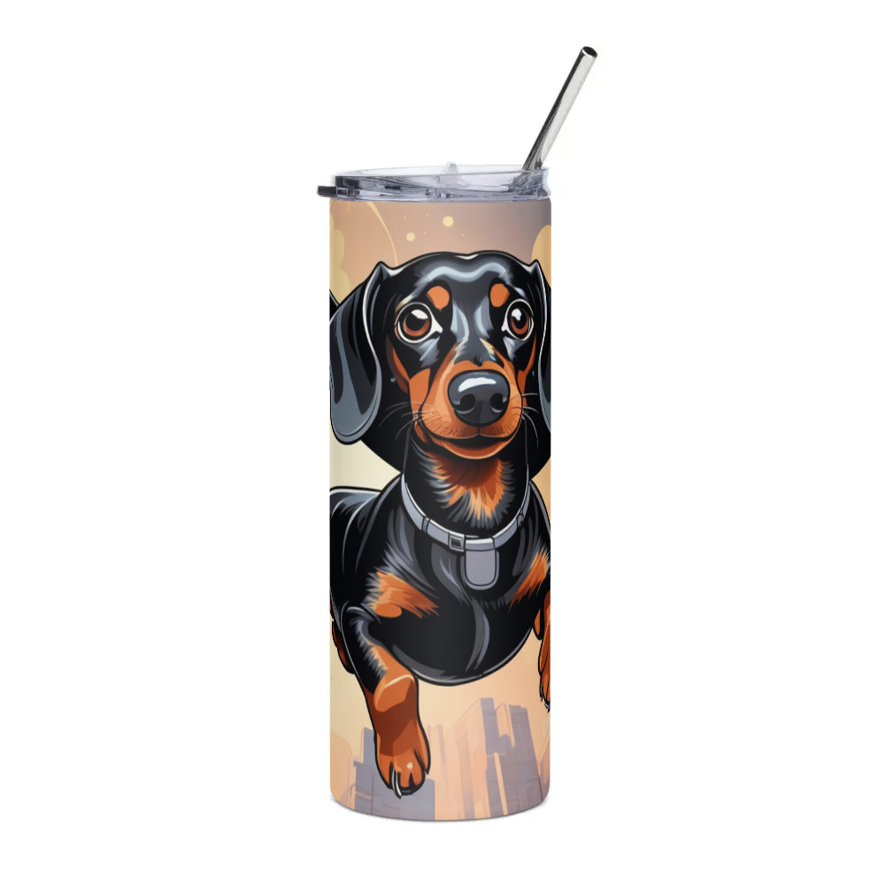 PugMug Custom Black Dachshund Stainless Steel Tumbler
