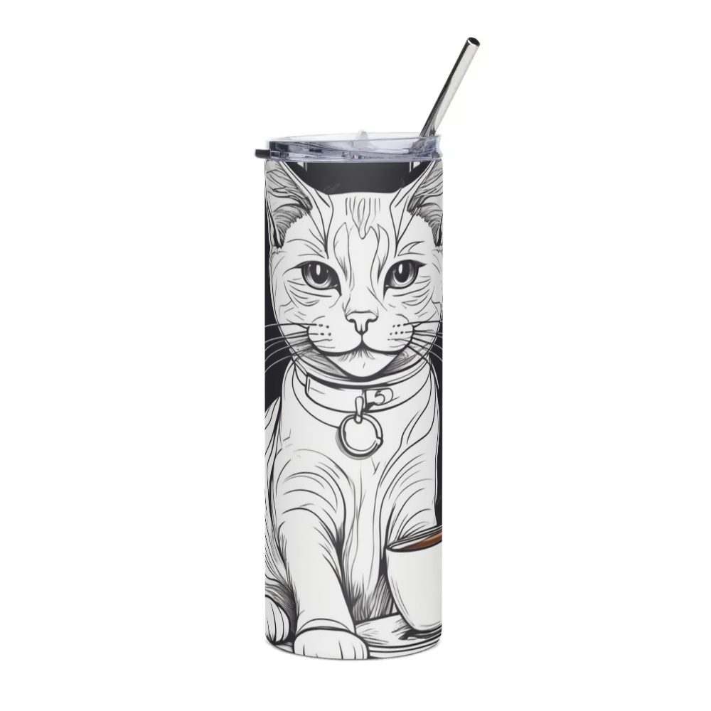 PugMug Custom White Companion Cat Stainless Steel Tumbler