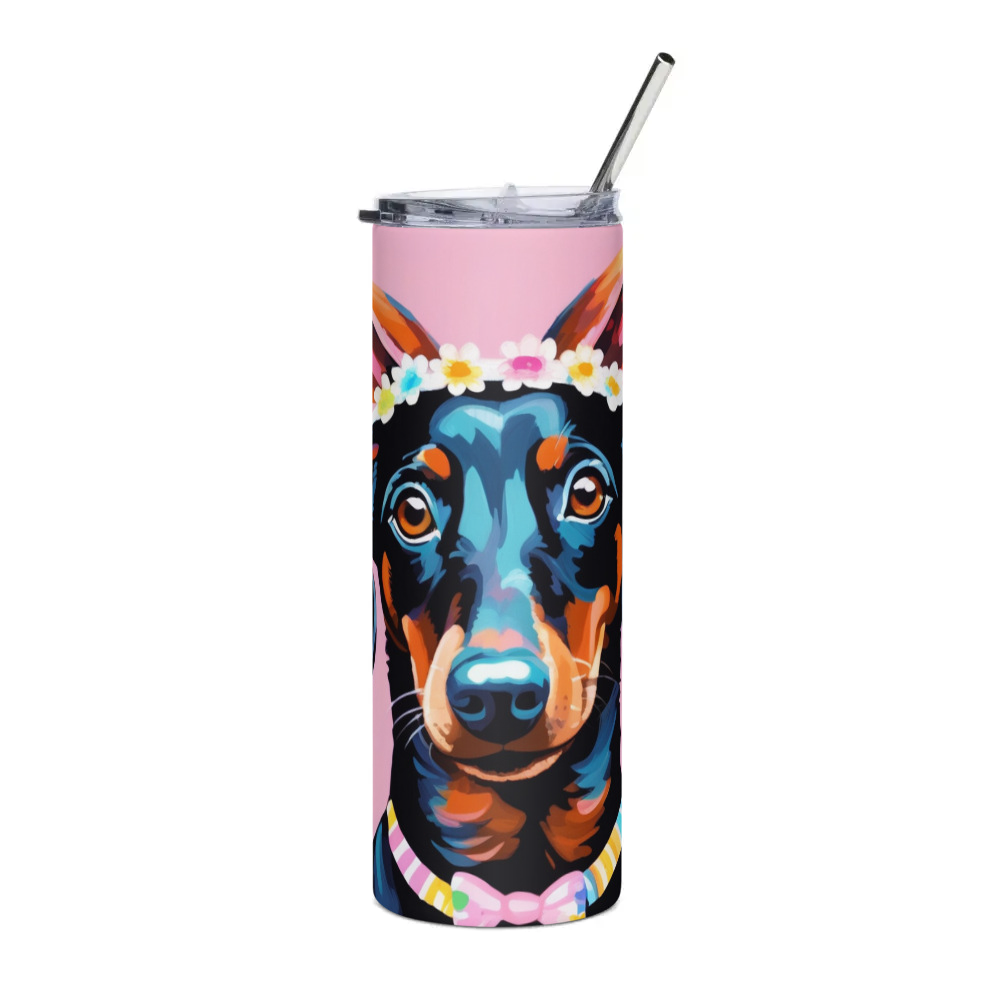PugMug Custom Black Dachshund Stainless Steel Tumbler