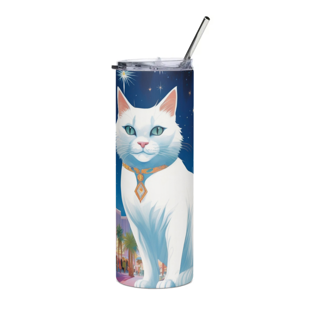 PugMug Custom White Companion Cat Stainless Steel Tumbler