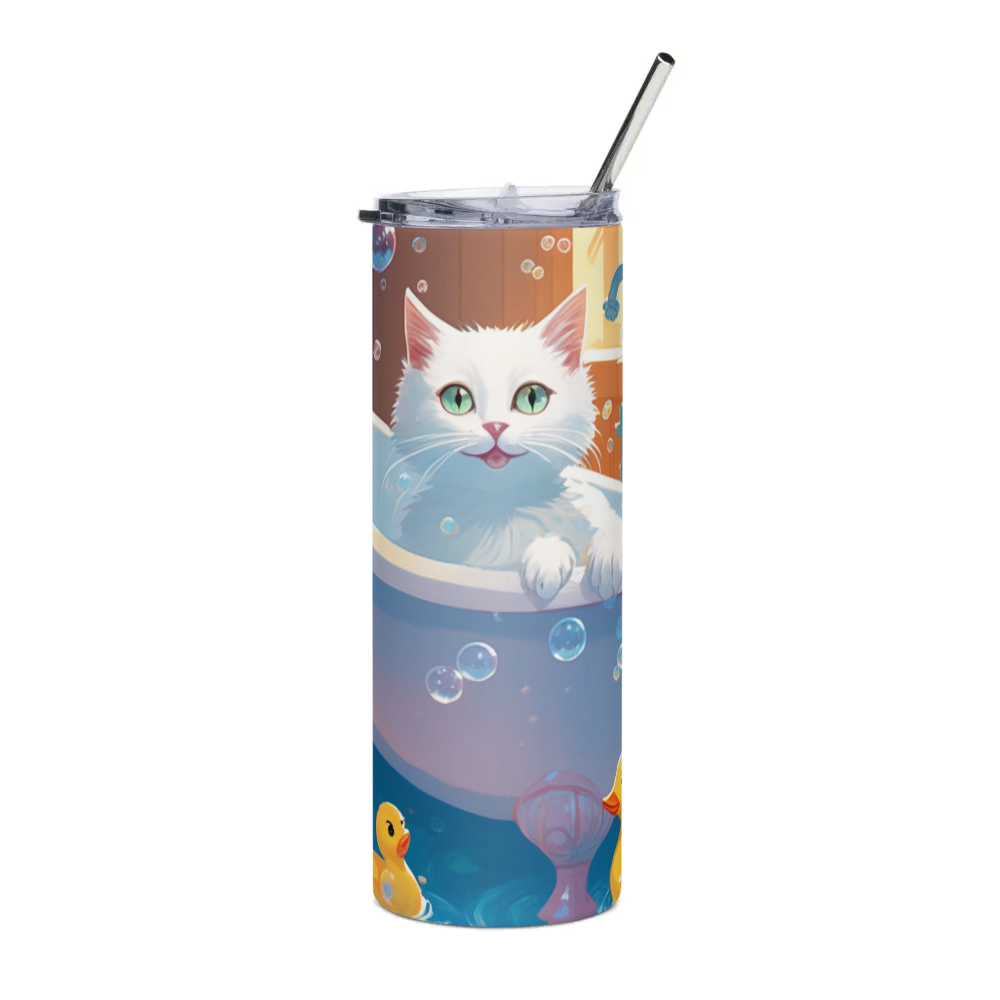 PugMug Custom White Companion Cat Stainless Steel Tumbler