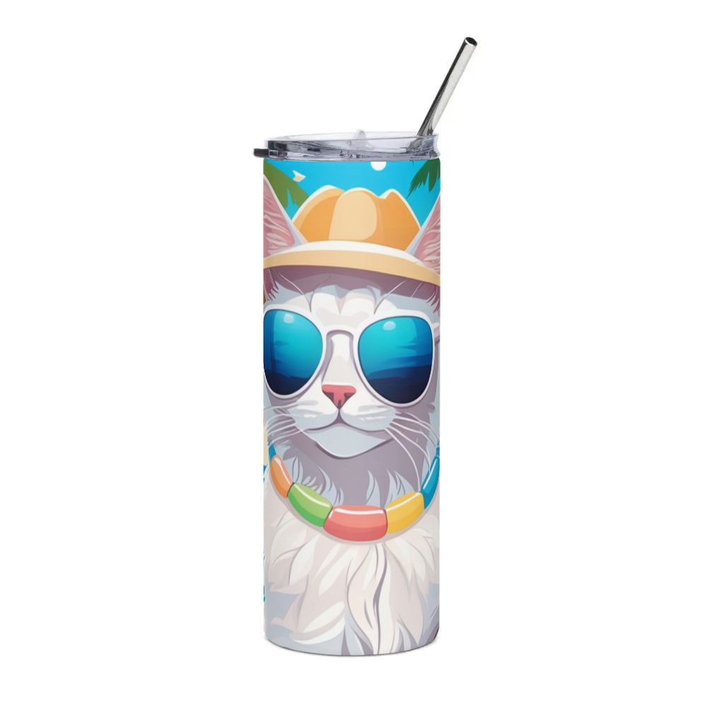PugMug Custom White Companion Cat Stainless Steel Tumbler
