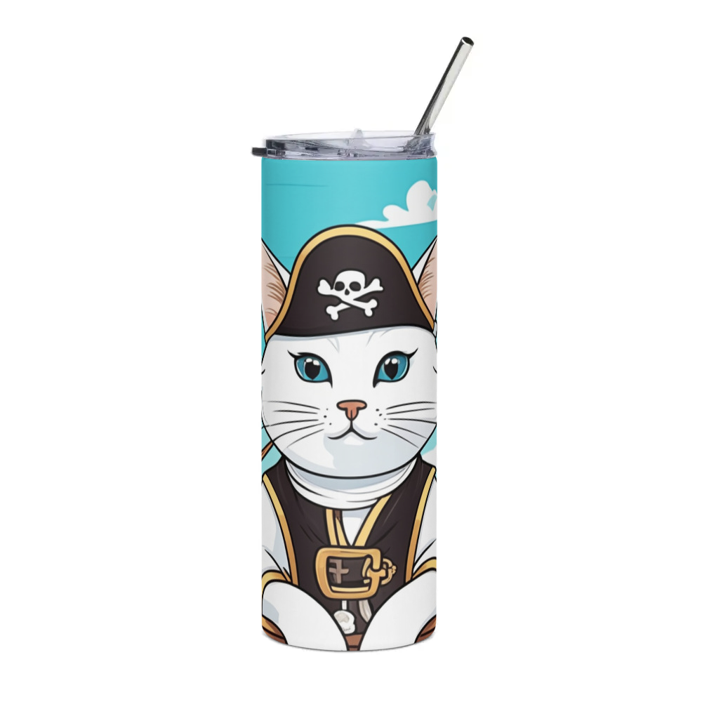 PugMug Custom White Companion Cat Stainless Steel Tumbler
