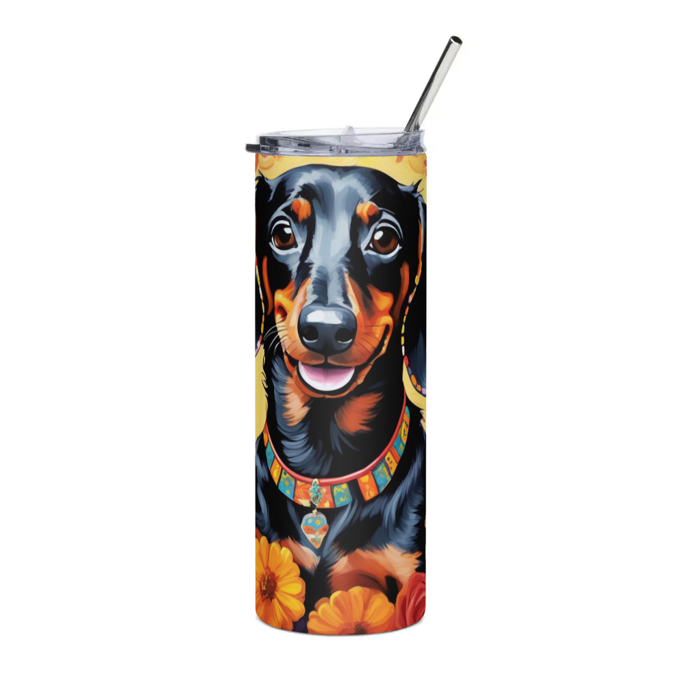 PugMug Custom Black Dachshund Stainless Steel Tumbler