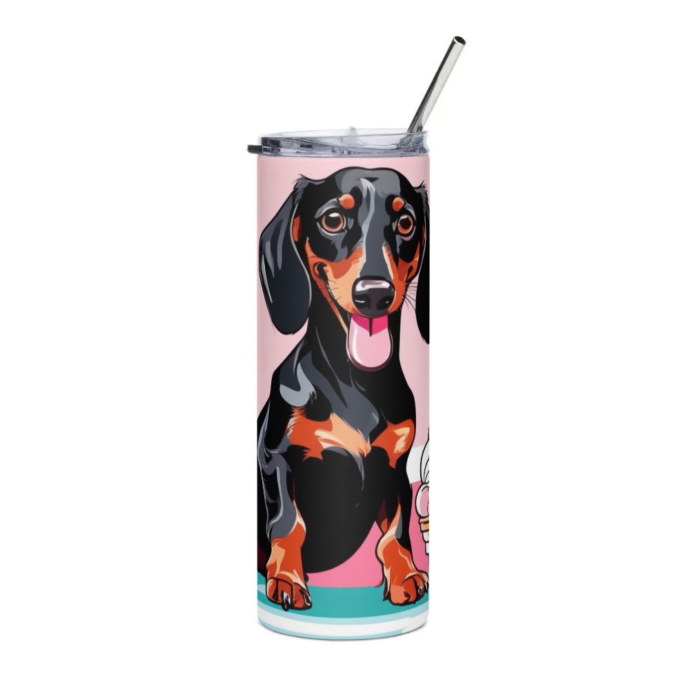 PugMug Custom Black Dachshund Stainless Steel Tumbler