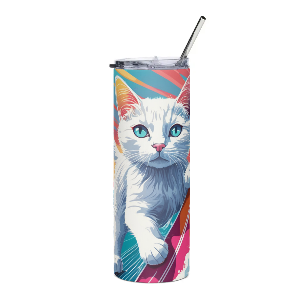 PugMug Custom White Companion Cat Stainless Steel Tumbler